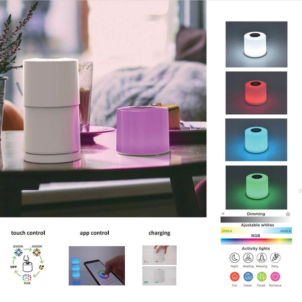 Stołowa lampka NOMA 8506204331 Lutec LED 2,3W IP44 RGB zewnętrzna biała