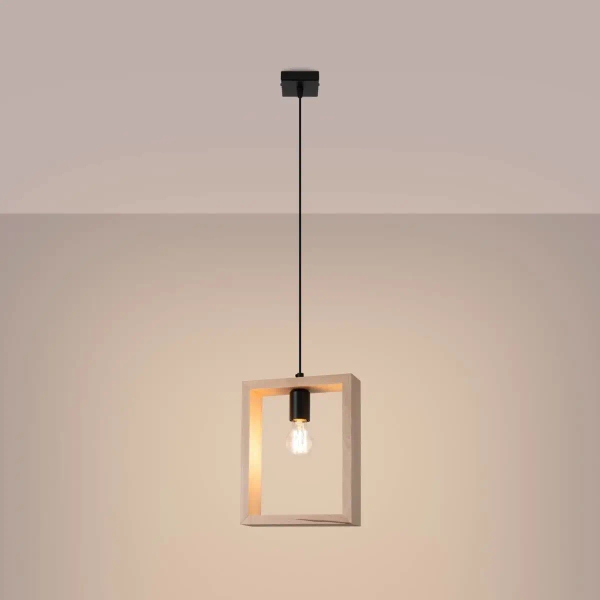 Lampa zwisająca Aries SL.1310 Sollux loftowa kwadrat drewniany