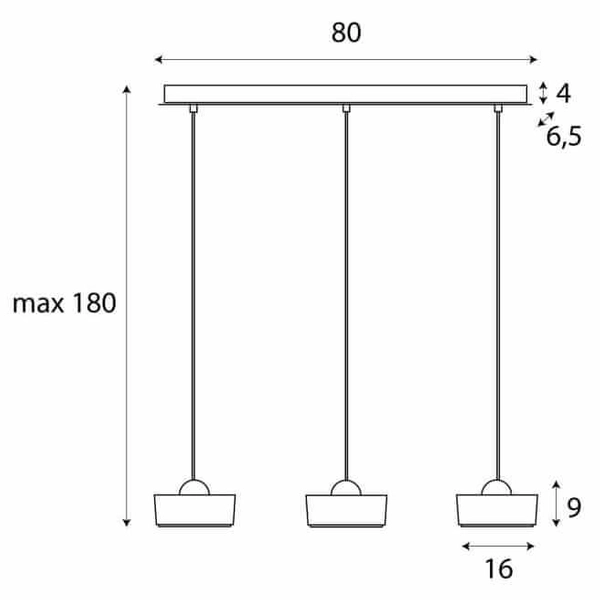 Wisząca lampa na listwie Lipari P0545 LED 22W 3000K potrójna złota