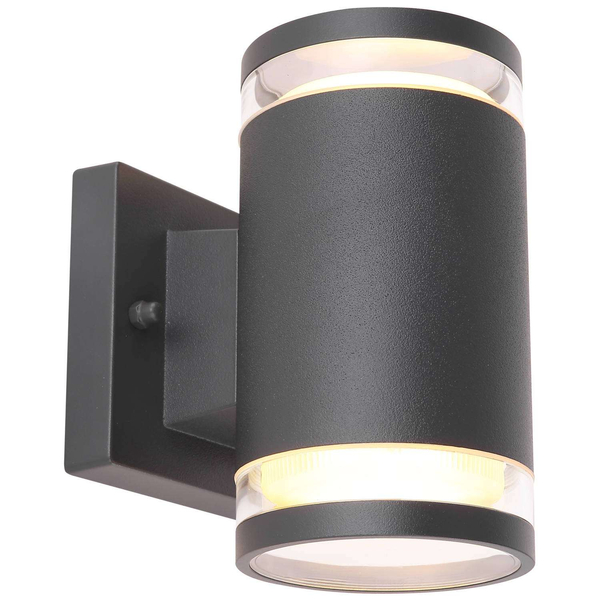 Elewacyjna LAMPA ścienna ALCALA 32063-2A Globo metalowa OPRAWA zewnętrzna KINKIET outdoor tuba IP44 antracyt przezroczysta
