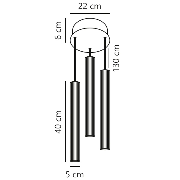Potrójna lampa wisząca Vico 2412123003 tuby metalowe czarne