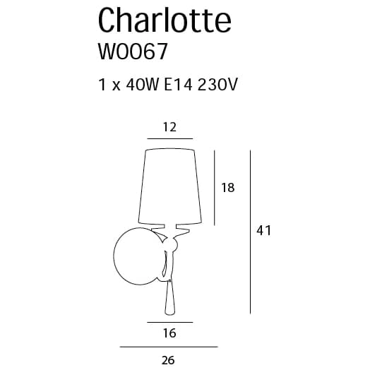 Eklektyczny kinkiet jadalniany CHARLOTTE W0067 Maxlight metal tkanina chrom