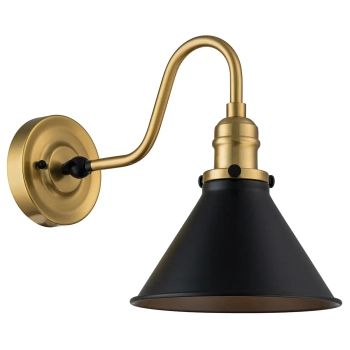 Lampa ścienna metalowa Provence PV1-AB-MB stożek do sypialni czarna mosiądz