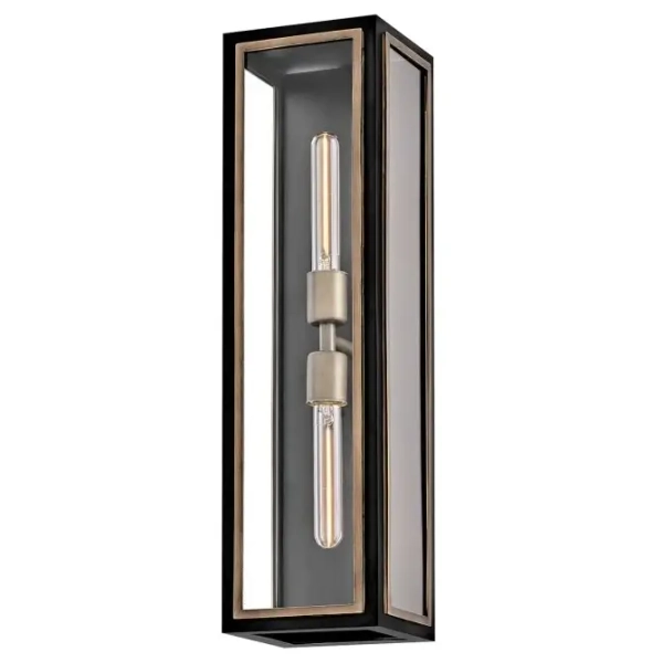 Ogrodowa lampa ścienna Shaw QN-SHAW-2M-BK prostokąt IP44 czarny brąz