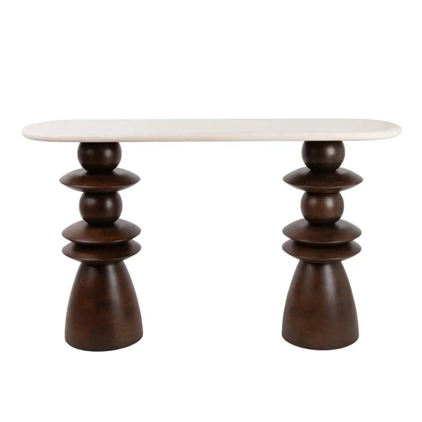 Drewniana komoda RONDA MM001501100402 brązowo beżowa do salonu 130cm