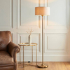 Podłogowa lampa do salonu Highclere 113461 z abażurem mosiądz antyczny