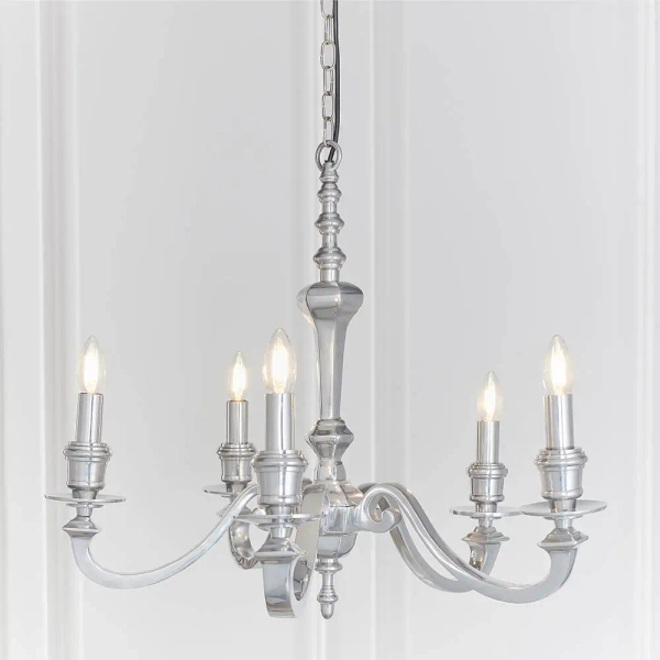 Klasyczna lampa wisząca Finsbury 73598 na łańcuchu świecznikowa srebrna
