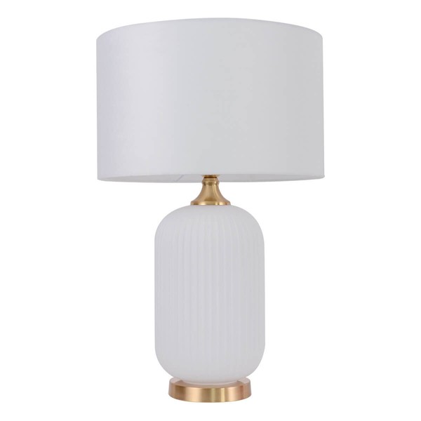 Lampka nocna do sypialni Tamiza LP-1515/1T big white z abażurem biała złota