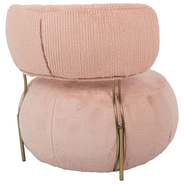 Tapicerowany fotel Low Teddy Pink HE510X-3.PECH.PINK do sypialni różowy 