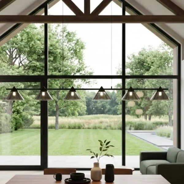 Lampa wisząca geometryczna BLAKE ST-MD1026 czarna szklana metalowa LED 24W 3000K nad stół