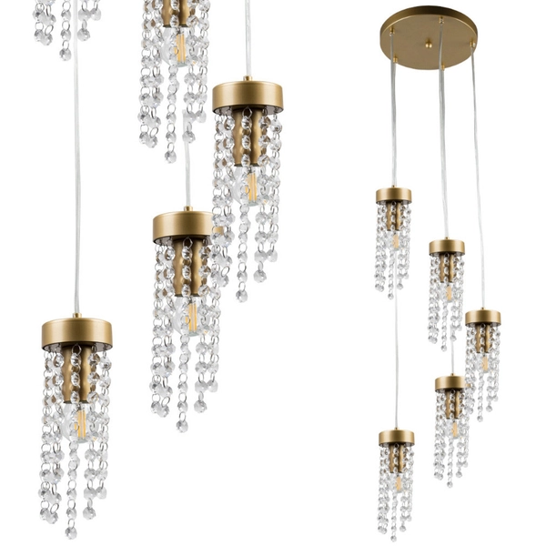LAMPA wisząca GEA 316301 Polux glamour OPRAWA kaskada ZWIS z kryształkami złoty