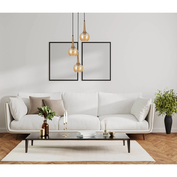 Zwisająca lampa kule Favera PND-42361-3A-BRO-AMB Italux bursztynowy brąz antyczny