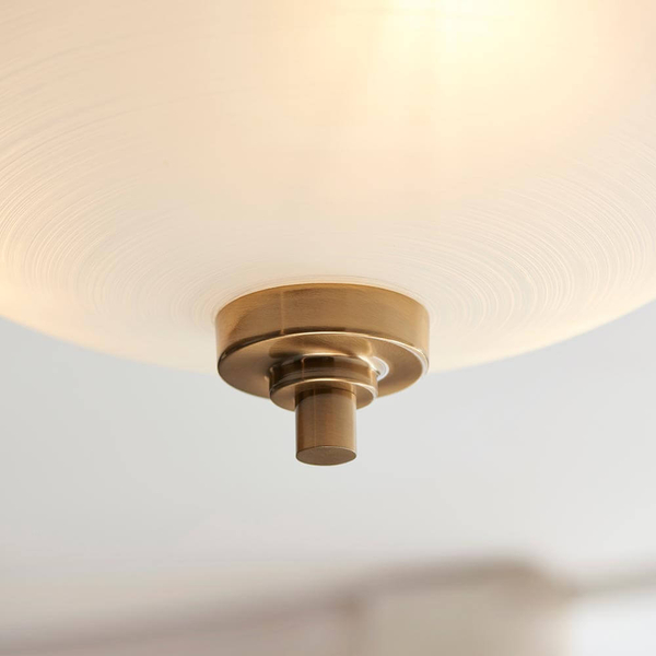 Sufitowa lampa półokrągła Welles 112438 szklana metalowa biała mosiądz