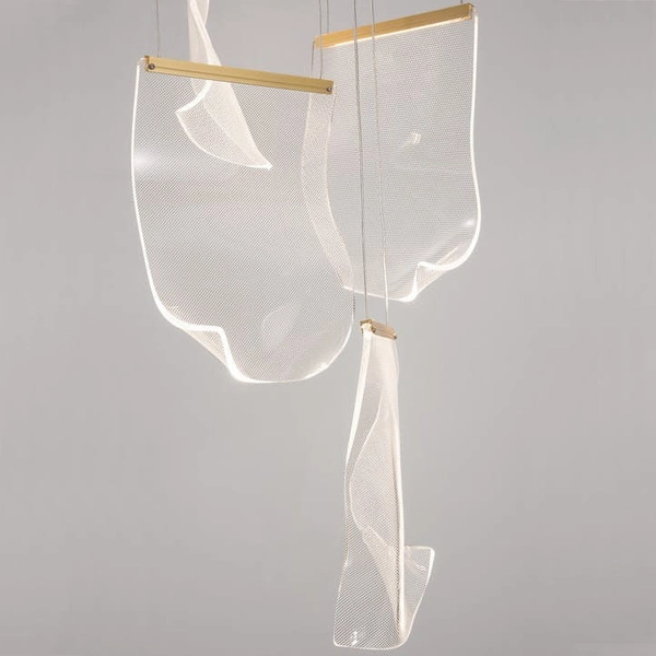 Wisząca LAMPA modernistyczna CALI LE41371 Luces Exclusivas metalowa OPRAWA kaskada ZWIS LED 39W 3000K falujący złoty