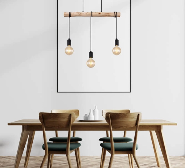 Wisząca lampa rustykalna Gregor 15539-3H belka drewniana