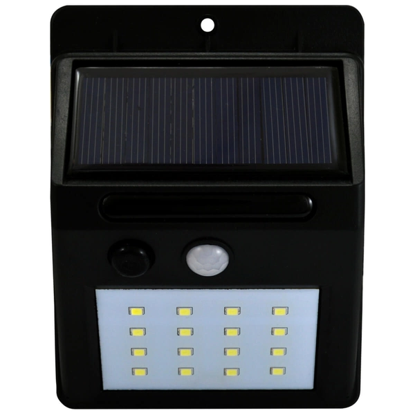 Zewnętrzna LAMPA solarna BOX 307644 Polux elewacyjna LAMPA ścienna LED 2,2W 6400K z czujnikiem zmierzchowo ruchowym IP44 czarny