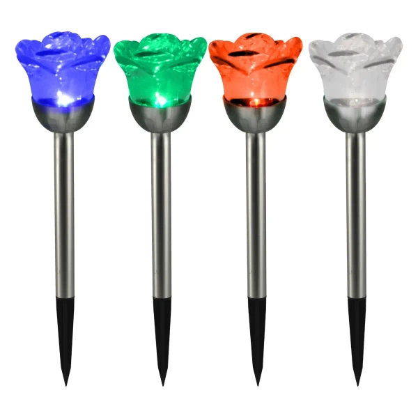 Solarna lampa wtykana ROSE 312198 RGB dekoracyjna srebrna