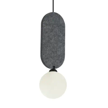 Okrągła lampa wisząca Lorenzo PND-59815-1-GR do jadalni szara biała