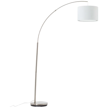 Stojąca lampa abażurowa Clarie 13258/05 łukowa chrom biała