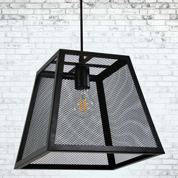LAMPA wisząca MADERA 310354 Polux metalowa OPRAWA klatka zwis siatka czarna