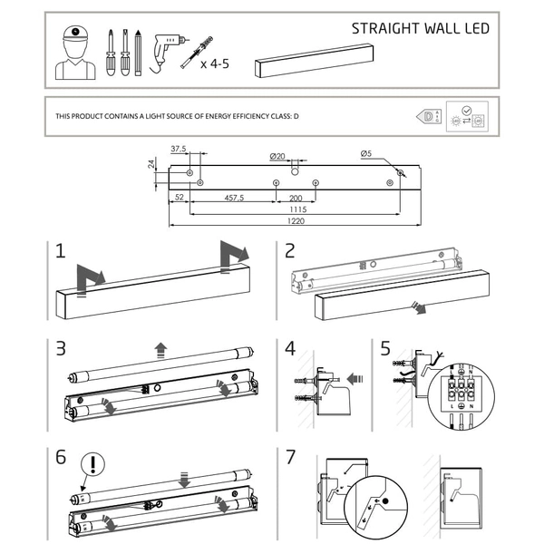 Lampa ścienna podłużna Straight Ceiling 7595 Nowodvorski belka czarna