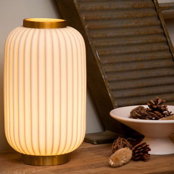 Stojąca LAMPKA stołowa GOSSE 13535/34/31 Lucide porcelanowa LAMPA plisowana angielska biała