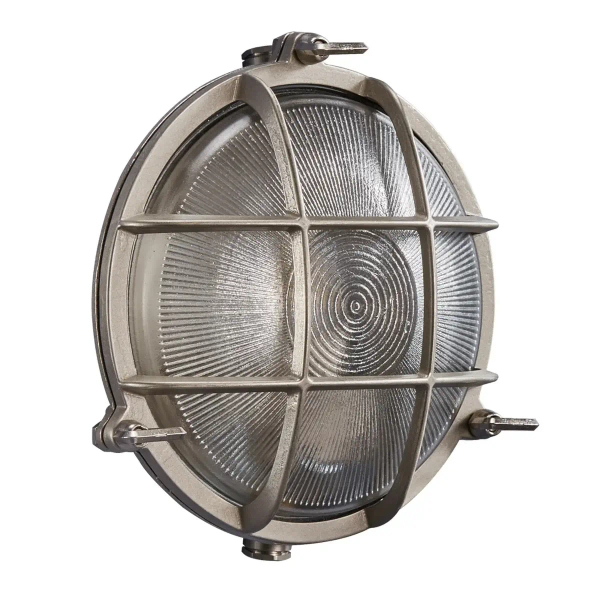Okrągła lampa ścienna szklana POLPERRO 49021055 na taras IP64 nikiel