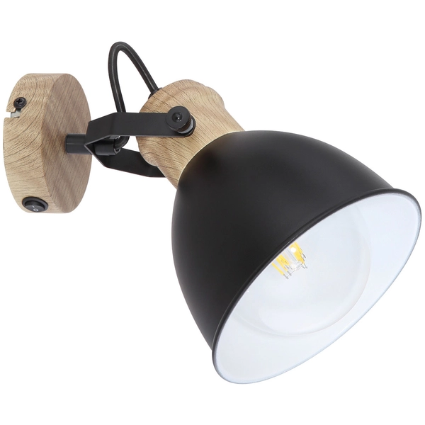 Regulowana LAMPA ścienna WIHO 54018-1S Globo metalowa OPRAWA kinkiet reflektorek czarny drewno
