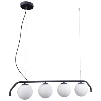 Wisząca LAMPA loftowa CARIMI PND-3300-4-BK Italux metalowa OPRAWA szklany ZWIS kule grafitowe białe