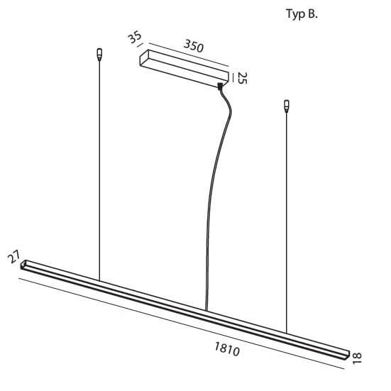 Podłużna lampa wisząca Slima 5122B05203-11 Elkim LED 36W 4000K liniowa