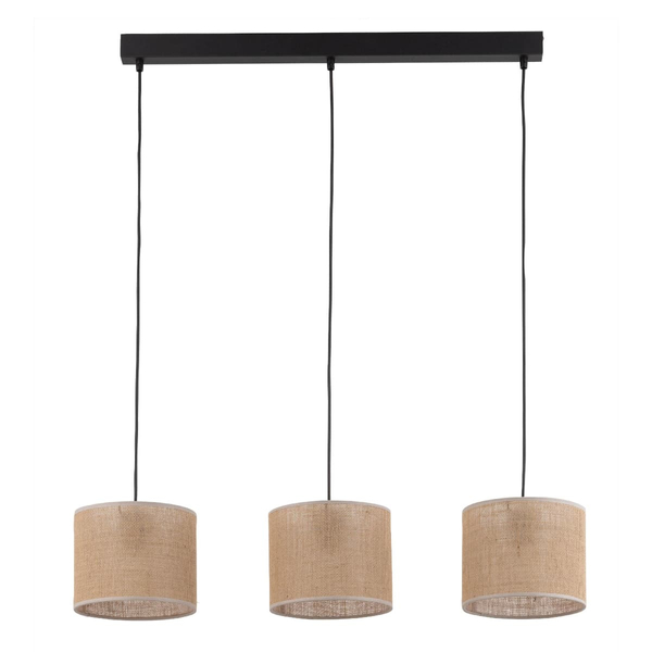 Potrójna lampa wisząca Juta 4597 TK Lighting okrągła ekologiczna czarna beżowa