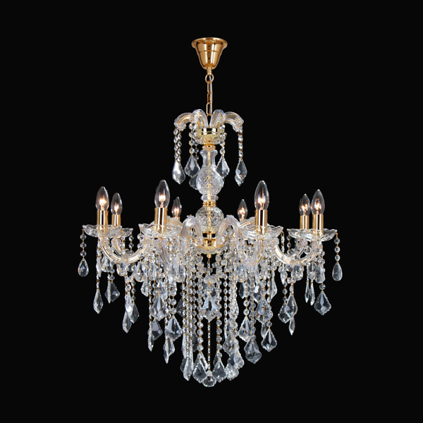 Kryształowa lampa wisząca Chateau 14004/8-GLD perełki Maria Theresa złota