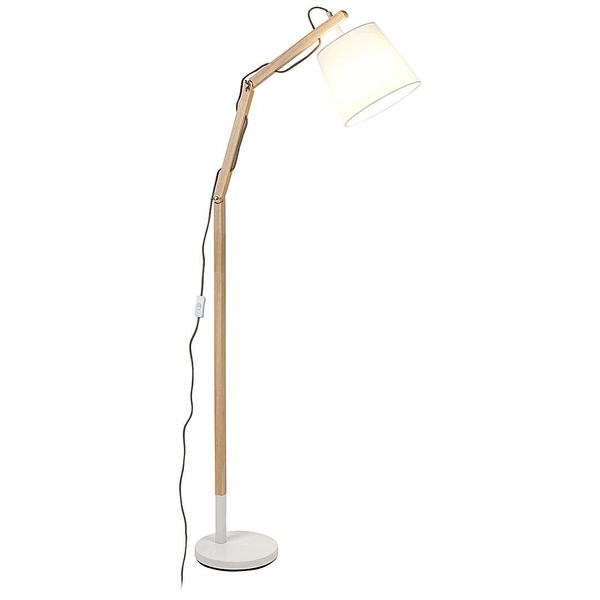 Stojąca LAMPA podłogowa THOMAS 4192 Rabalux skandynawska OPRAWA regulowana abażurowa drewno buk biała