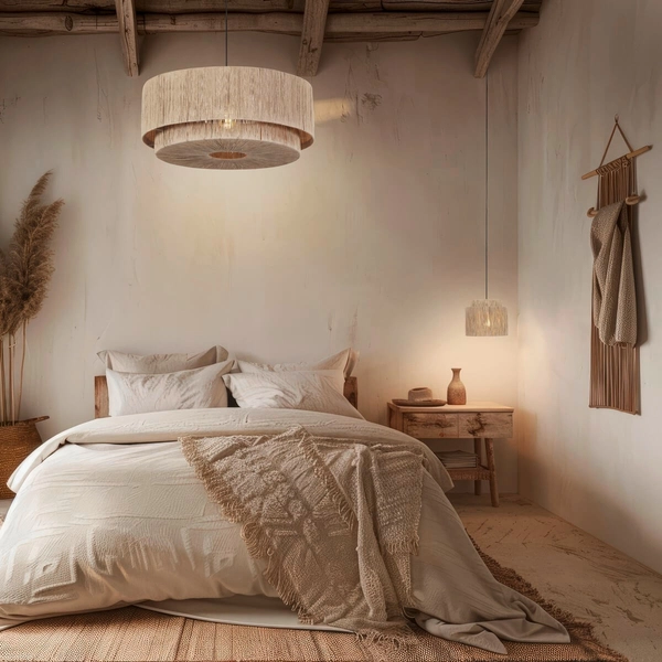 Lampa wisząca do salonu SMILLA 366890136 boho beżowa czarna