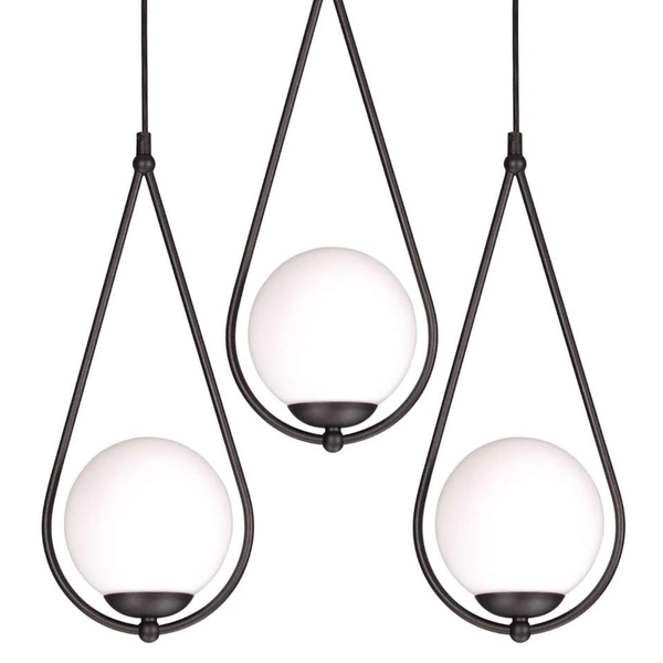 Łezka LAMPA wisząca K-4772 Kaja szklana OPRAWA kule ball na listwie ZWIS modernistyczny czarny biały
