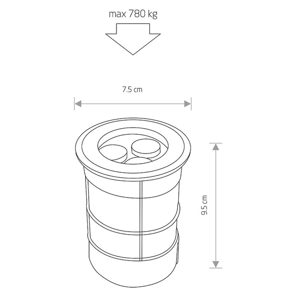 Okrągła lampa najazdowa PICCO 9104 LED 3W 3000K srebrna IP67