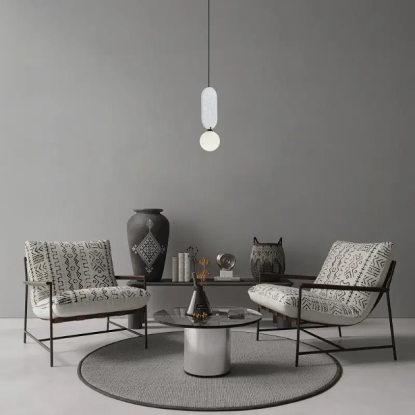 Filcowa lampa wisząca Lorenzo PND-59815-1-LGR okrągła do gabinetu biała
