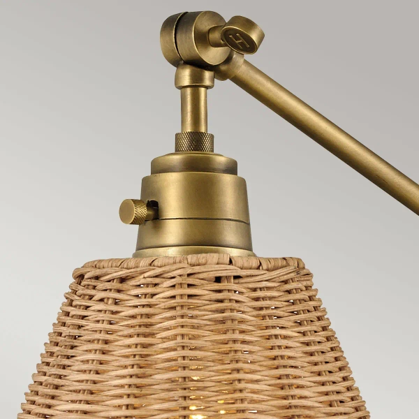 Ekologiczna lampa ścienna Arti HK-ARTI-1W-HB-NR rattan mosiądz