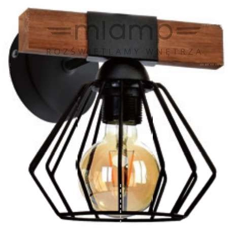 Industrialna LAMPA ścienna OZZY MLP6250 Milagro metalowa OPRAWA kinkiet druciana klatka skandynawska czarna