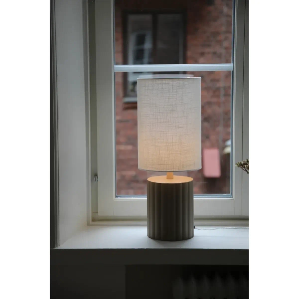Lampa stołowa Can 108830 metalowa bawełniana do sypialni biała beżowa