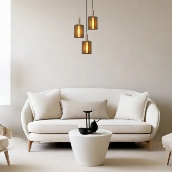 Wisząca potrójna lampa Lambres 45410/13/41 Lucide nad wyspę szara