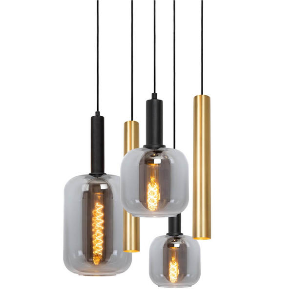 Loftowa lampa wisząca JOANET 45494/16/96 molekułowa szklana czarna złota