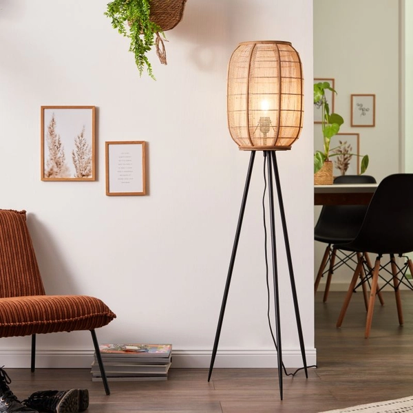 Lampa stojąca na trójnogu Tanah 93136/76 boho beż czarna