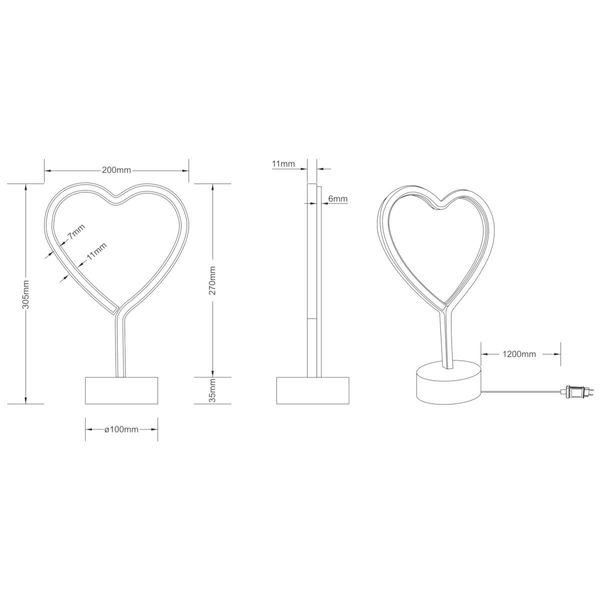 Stołowa lampka serce HEART R55210101 LED 1,8W biały