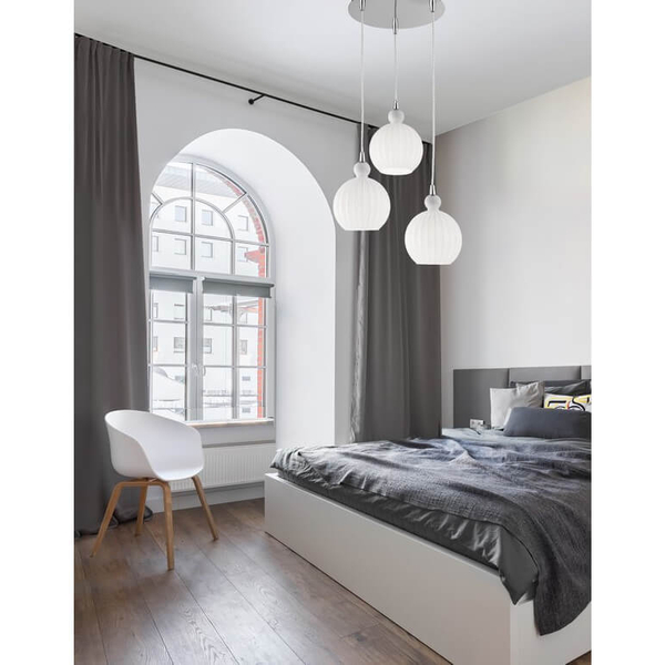 Kulista lampa jadalniana Aviles LE41886 szklana biała srebrna