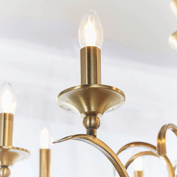 Antyczny żyrandol Kora KORA-8AB do salonu metalowy mosiądz