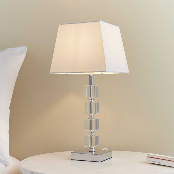 Nowoczesna lampa stołowa Murford 96940-TLCH Endon abażur tkanina metal biały
