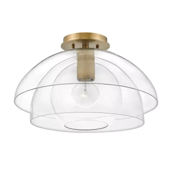 Lampa wisząca szklana LOTUS QN-LOTUS-P-HBR kopuła mosiądz przezroczysta