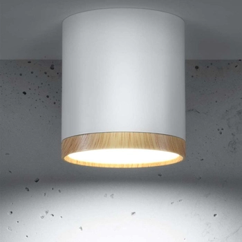 Sufitowa lampa 2273624 downlight LED 5W 4000K metalowa tuba biała drewniana