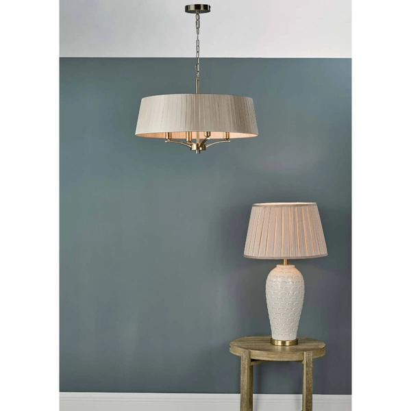 Plisowana lampa wisząca Cristin CRI0429 Dar Lighting mosiądz biała